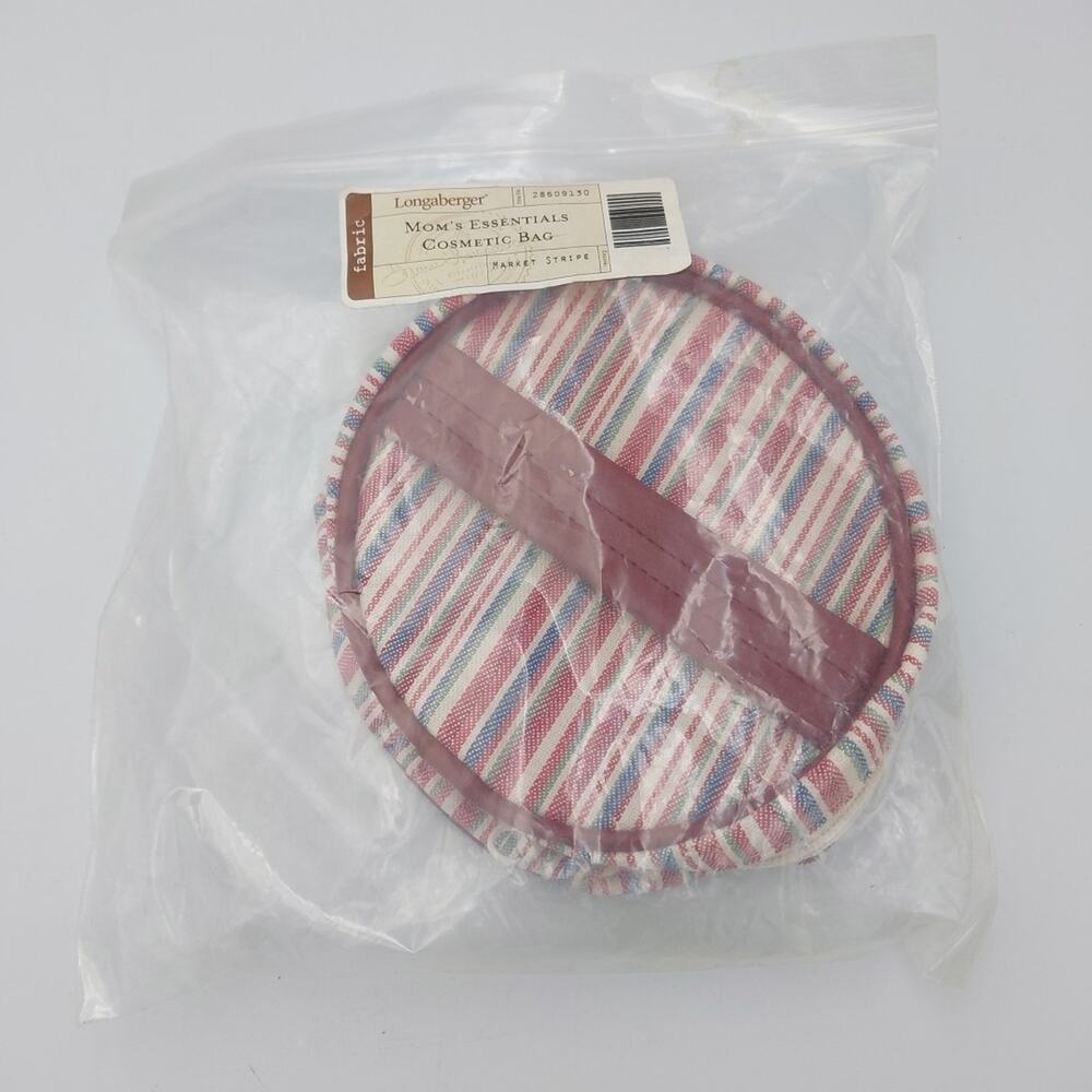 Longaberger‎ Mom's Essentials Zip Around Cosmetic Bag Market Stripe
